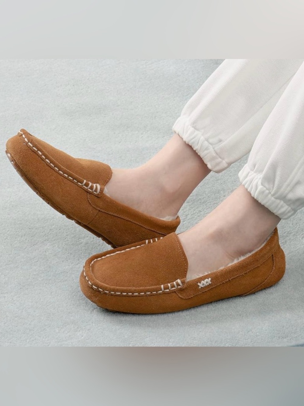 Brown Suede Moccasin Slippers
